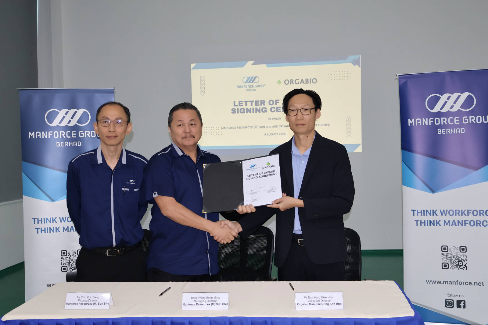 Manforce Accepts RM3.4 Million Letter Of Award From Orgabio For Foreign Worker Management Services. 