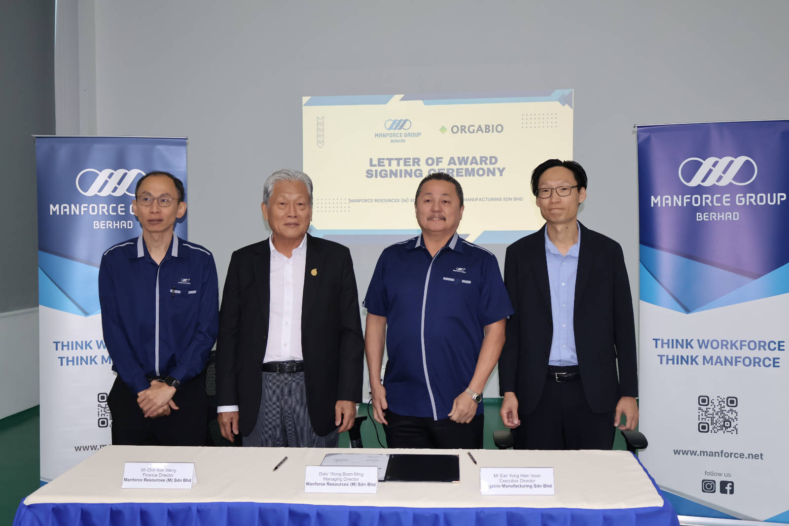 Manforce Accepts RM3.4 Million Letter Of Award From Orgabio For Foreign Worker Management Services. 